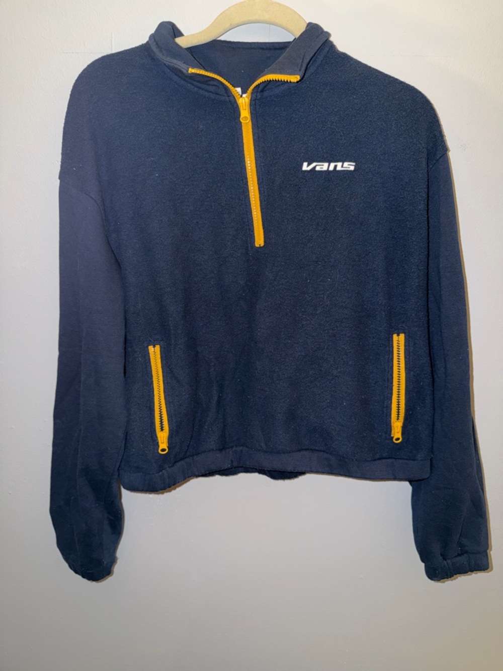 Vans Navy Half-Zip Sweatshirt with Yellow Zippers